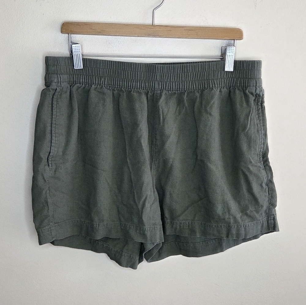 Old Navy | Olive Green Linen Blend Comfort Waistband Pull-On Shorts Size Large